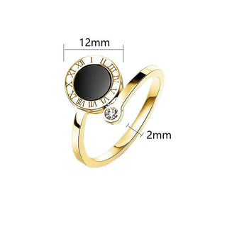 Roman Numeral Black Shell Adjustable Tail Ring - Diva Melody