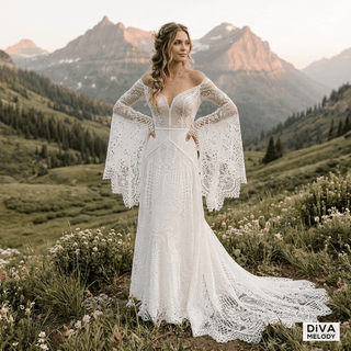 Romantic Boho Wedding Dress - Diva Melody