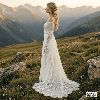 Romantic Boho Wedding Dress - Diva Melody