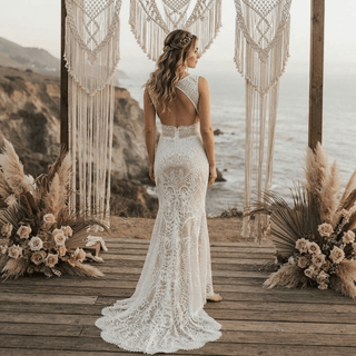 Romantic Floral Lace Wedding Dress - Diva Melody