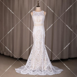 Romantic Floral Lace Wedding Dress - Diva Melody