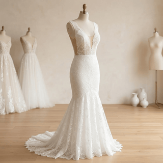 Romantic Lace Appliqué Bridal Dress - Diva Melody