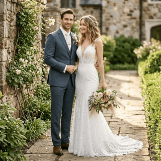Romantic Lace Appliqué Bridal Dress - Diva Melody