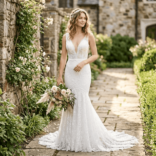Romantic Lace Appliqué Bridal Dress - Diva Melody