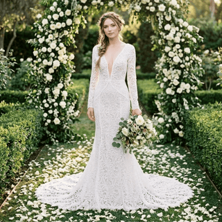 Romantic Lace Sleeve Bridal Gown - Diva Melody