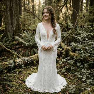 Romantic Lace Sleeve Bridal Gown - Diva Melody