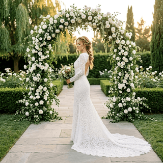 Romantic Lace Sleeve Bridal Gown - Diva Melody