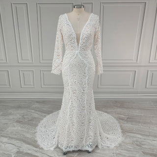 Romantic Lace Sleeve Bridal Gown - Diva Melody