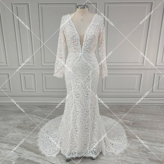 Romantic Lace Sleeve Bridal Gown - Diva Melody