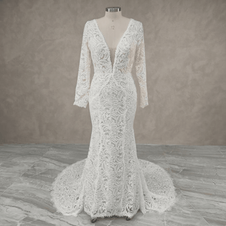 Romantic Lace Sleeve Bridal Gown - Diva Melody