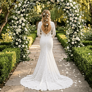 Romantic Lace Sleeve Bridal Gown - Diva Melody