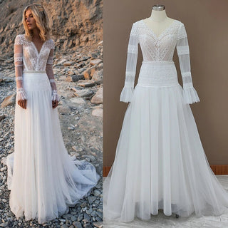 Romantic Tulle Lace Wedding Gown - Diva Melody