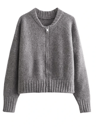 Round Neck Casual Zipper Sweater - Diva Melody