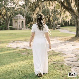Round Neck Minimalist Bridal Dress - Diva Melody