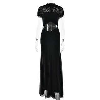 Ruched Cutout Mesh Maxi Dress - Diva Melody