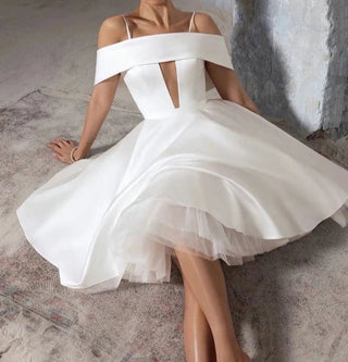 Ruched Mini Wedding Dress - Diva Melody