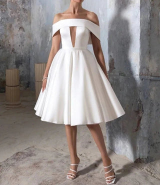 Ruched Mini Wedding Dress - Diva Melody