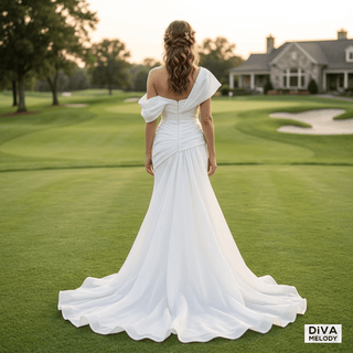 Ruched Off - Shoulder Wedding Dress - Diva Melody