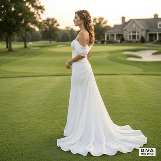 Ruched Off - Shoulder Wedding Dress - Diva Melody