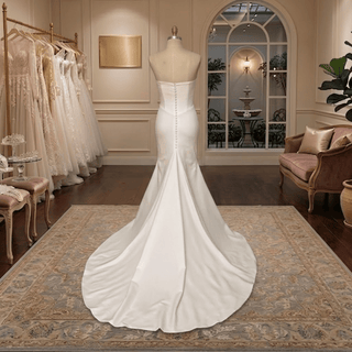 Ruched Strapless Satin Mermaid Wedding Dress - Diva Melody