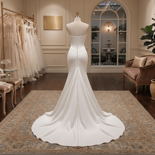 Ruched Strapless Satin Mermaid Wedding Dress - Diva Melody