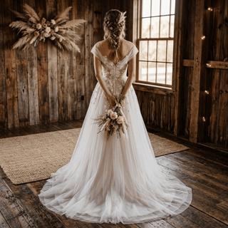 Ruched Tulle Illusion A-Line Wedding Dress - Diva Melody