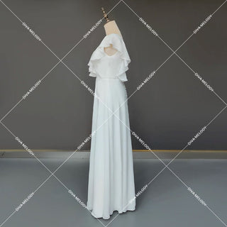 Ruffle Chiffon Beach Wedding Dress - Diva Melody