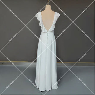 Ruffle Chiffon Beach Wedding Dress - Diva Melody