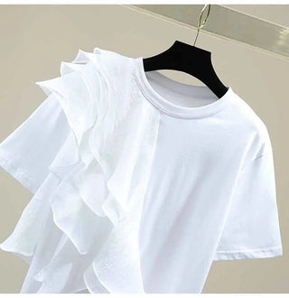 Ruffle Short Sleeve Casual T-Shirt - Diva Melody