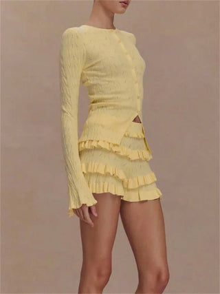 Ruffled Shorts & Long Sleeve Top Set - Diva Melody