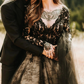 Rustic Black Lace Wedding Dress - Diva Melody