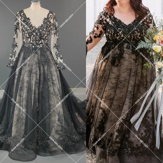 Rustic Black Lace Wedding Dress - Diva Melody