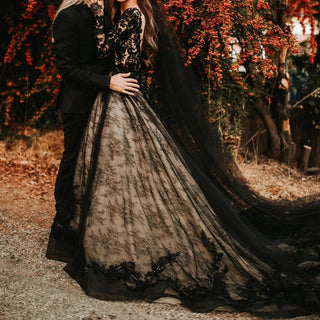 Rustic Black Lace Wedding Dress - Diva Melody