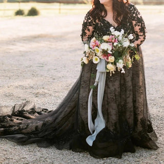 Rustic Black Lace Wedding Dress - Diva Melody