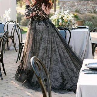 Rustic Black Lace Wedding Dress - Diva Melody