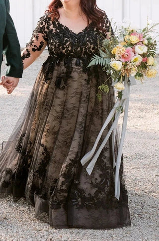 Rustic Black Lace Wedding Dress - Diva Melody