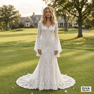 Rustic Lace Mermaid Gown - Diva Melody