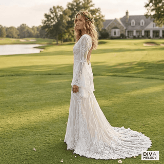 Rustic Lace Mermaid Gown - Diva Melody