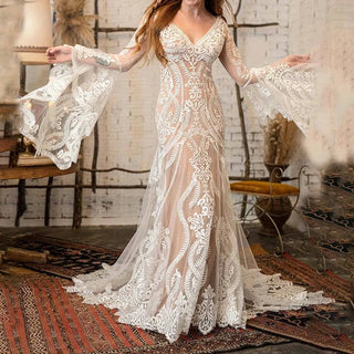 Rustic Lace Mermaid Gown - Diva Melody