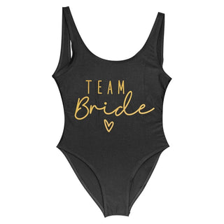 S - 3XL Gold Print Team Bride One - Piece Bachelorette Party Swimsuit - Diva Melody