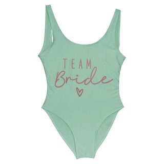 S - 3XL Gold Print Team Bride One - Piece Bachelorette Party Swimsuit - Diva Melody