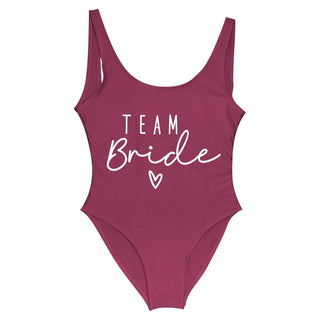 S - 3XL Gold Print Team Bride One - Piece Bachelorette Party Swimsuit - Diva Melody