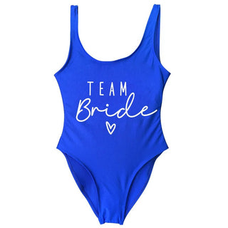 S - 3XL Gold Print Team Bride One - Piece Bachelorette Party Swimsuit - Diva Melody