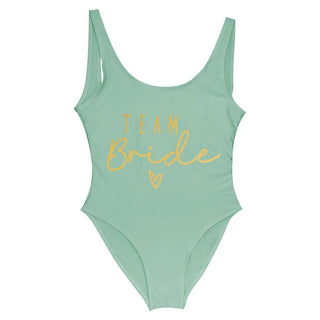 S - 3XL Gold Print Team Bride One - Piece Bachelorette Party Swimsuit - Diva Melody