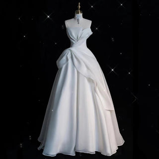 Satin Chiffon Strapless Wedding Bridal Gowns - Diva Melody