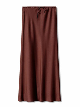 Satin Elegant String Belted Long Skirt - Diva Melody