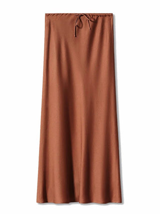 Satin Elegant String Belted Long Skirt - Diva Melody