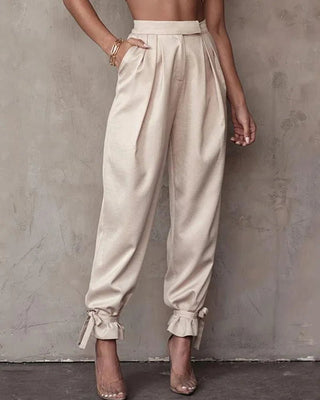 Satin Harem Pants Loose Pleated Pencil Trousers - Diva Melody