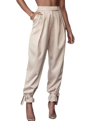 Satin Harem Pants Loose Pleated Pencil Trousers - Diva Melody