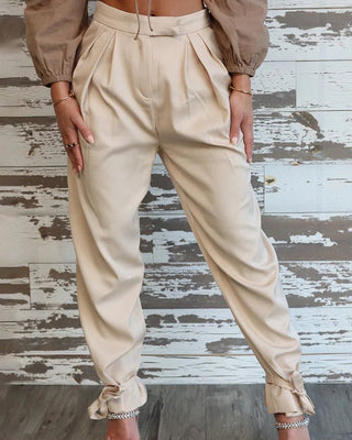 Satin Harem Pants Loose Pleated Pencil Trousers - Diva Melody